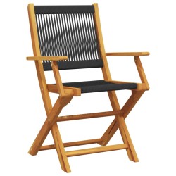 Chaises de jardin pliantes lot de 6 noir bois d'acacia massif 