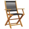 Chaises de jardin pliantes lot de 6 noir bois d'acacia massif 