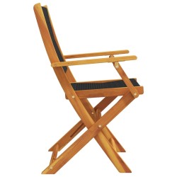 Chaises de jardin pliantes lot de 6 noir bois d'acacia massif 