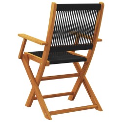 Chaises de jardin pliantes lot de 6 noir bois d'acacia massif 
