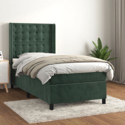Sommier à lattes de lit avec matelas Vert foncé 90x200 cm 