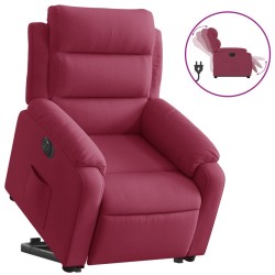 Fauteuil inclinable électrique rouge bordeaux velours 