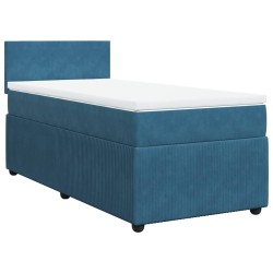 Sommier à lattes de lit avec matelas bleu 90x190 cm velours 