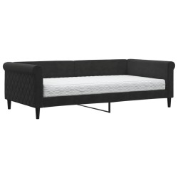 Lit de jour avec matelas noir 100x200 cm velours 