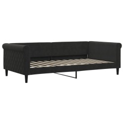 Lit de jour avec matelas noir 100x200 cm velours 