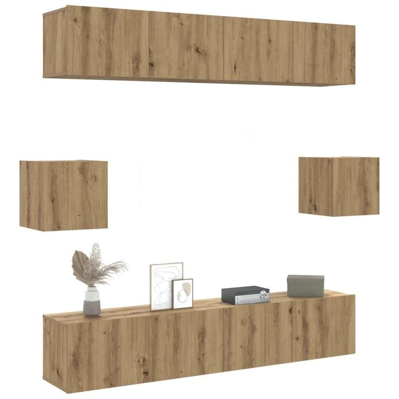 Ensemble de meuble TV mural 6 pcs chêne artisanal 