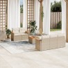 Salon de jardin avec coussins 6 pcs beige résine tressée 