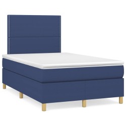 Sommier à lattes de lit avec matelas bleu 120x190 cm tissu 
