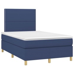 Sommier à lattes de lit avec matelas bleu 120x190 cm tissu 