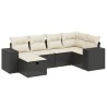 Salon de jardin 6 pcs avec coussins noir résine tressée 