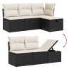 Salon de jardin 6 pcs avec coussins noir résine tressée 