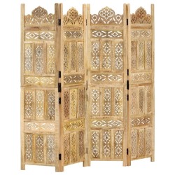 Cloison de séparation 4 panneaux 160x165 cm Bois de manguier 