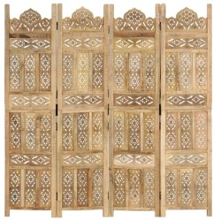 Cloison de séparation 4 panneaux 160x165 cm Bois de manguier 
