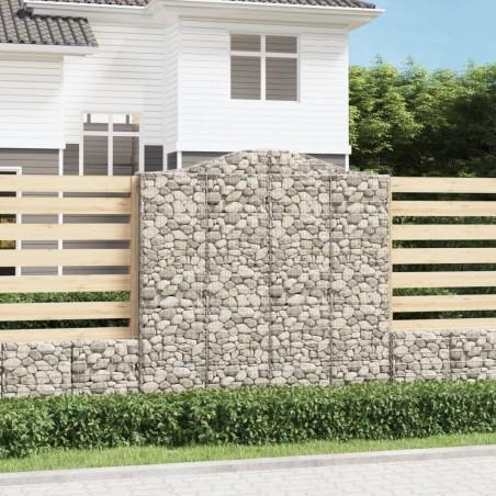 Paniers à gabions arqués 2 pcs 200x30x200/220 cm fer galvanisé 