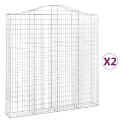 Paniers à gabions arqués 2 pcs 200x30x200/220 cm fer galvanisé 