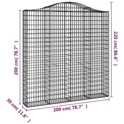 Paniers à gabions arqués 2 pcs 200x30x200/220 cm fer galvanisé 
