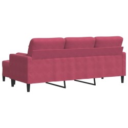 Canapé à 3 places et repose-pieds Rouge bordeaux 180 cm Velours 