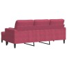 Canapé à 3 places et repose-pieds Rouge bordeaux 180 cm Velours 