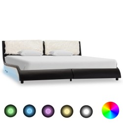 Cadre de lit avec LED sans matelas noir et blanc 180x200 cm 