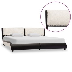 Cadre de lit avec LED sans matelas noir et blanc 180x200 cm 