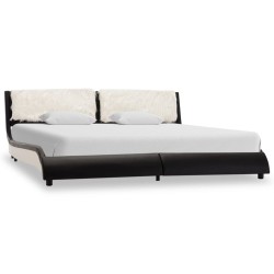 Cadre de lit avec LED sans matelas noir et blanc 180x200 cm 