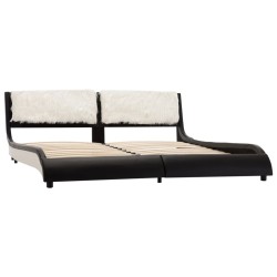 Cadre de lit avec LED sans matelas noir et blanc 180x200 cm 