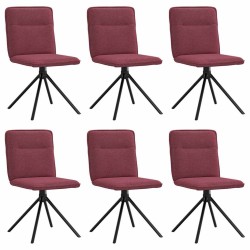 Chaises à manger lot de 6 rouge bordeaux tissu 