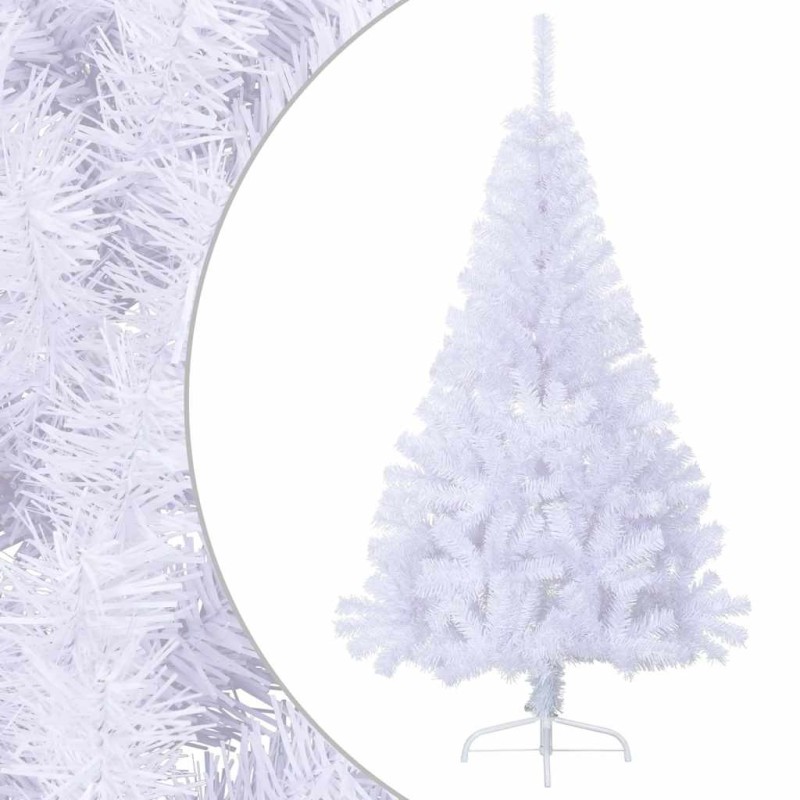 Sapin de Noël artificiel moitié avec support blanc 150 cm PVC 