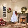 Sapin de Noël artificiel moitié avec support blanc 150 cm PVC 