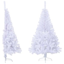 Sapin de Noël artificiel moitié avec support blanc 150 cm PVC 