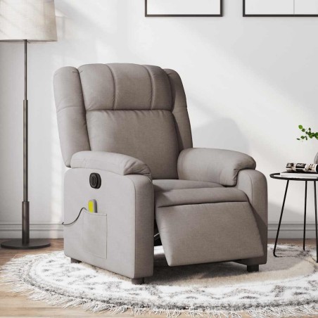 Fauteuil de massage inclinable électrique Taupe Tissu 