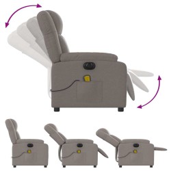Fauteuil de massage inclinable électrique Taupe Tissu 