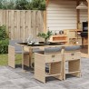 Ensemble à manger de jardin coussins 5 pcs mélange beige rotin 