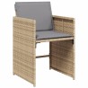 Ensemble à manger de jardin coussins 5 pcs mélange beige rotin 
