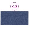 Panneaux muraux 12 pcs Bleu 30x15 cm Tissu 0,54 m² 