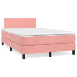 Sommier à lattes de lit avec matelas rose 120x190 cm velours 