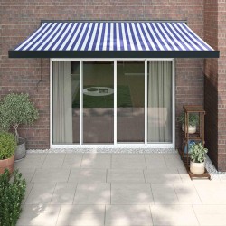 Auvent rétractable bleu et blanc 3x2,5 m tissu et aluminium 