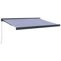 Auvent rétractable bleu et blanc 3x2,5 m tissu et aluminium 