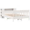 Lit bibliothèque sans matelas blanc 120x200 cm bois pin massif 