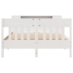 Lit bibliothèque sans matelas blanc 120x200 cm bois pin massif 