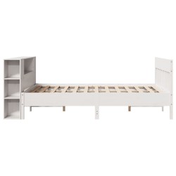 Lit bibliothèque sans matelas blanc 120x200 cm bois pin massif 