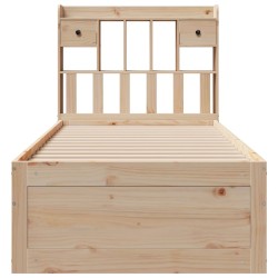 Lit bibliothèque sans matelas 100x200 cm bois massif de pin 