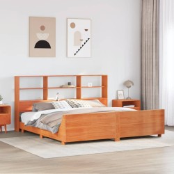 Cadre de lit sans matelas cire marron 200x200cm bois pin massif 