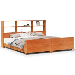 Cadre de lit sans matelas cire marron 200x200cm bois pin massif 