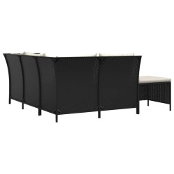 Salon de jardin 4 pcs avec coussins Noir Résine tressée 