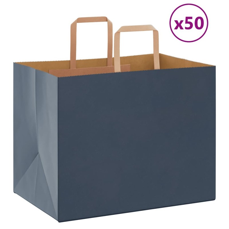 Sacs en papier 50 pcs avec poignées bleu 32x22x24 cm 