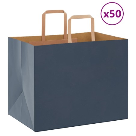 Sacs en papier 50 pcs avec poignées bleu 32x22x24 cm 