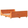 Cadre de lit sans matelas cire marron 135x190cm bois pin massif 