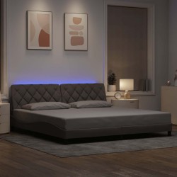 Cadre de lit avec LED sans matelas taupe 200x200 cm tissu 