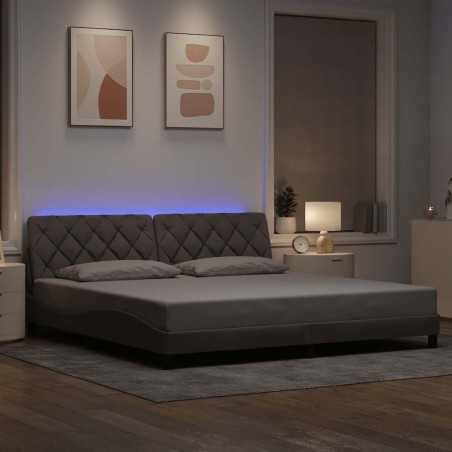 Cadre de lit avec LED sans matelas taupe 200x200 cm tissu 